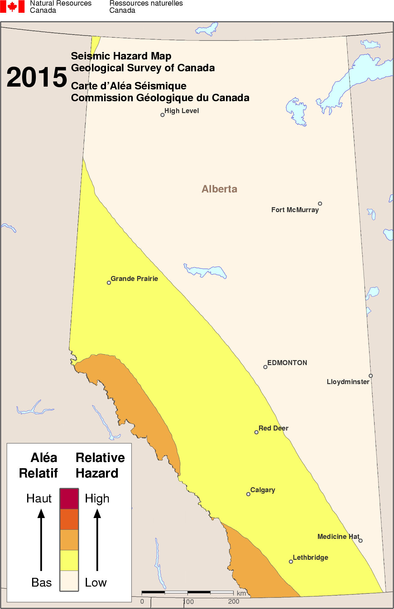 Carte simplifiée de l'aléa sismique - AB