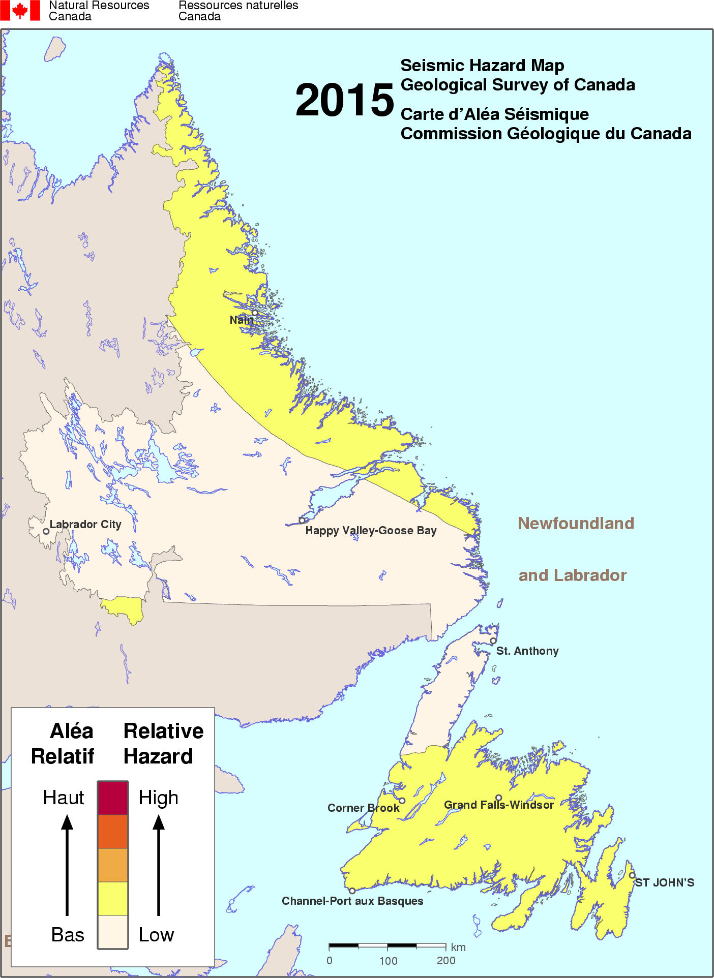 Carte simplifiée de l'aléa sismique - NL