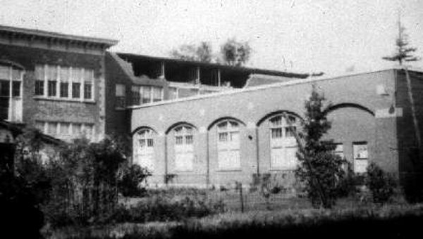 Damage to a school, exterior