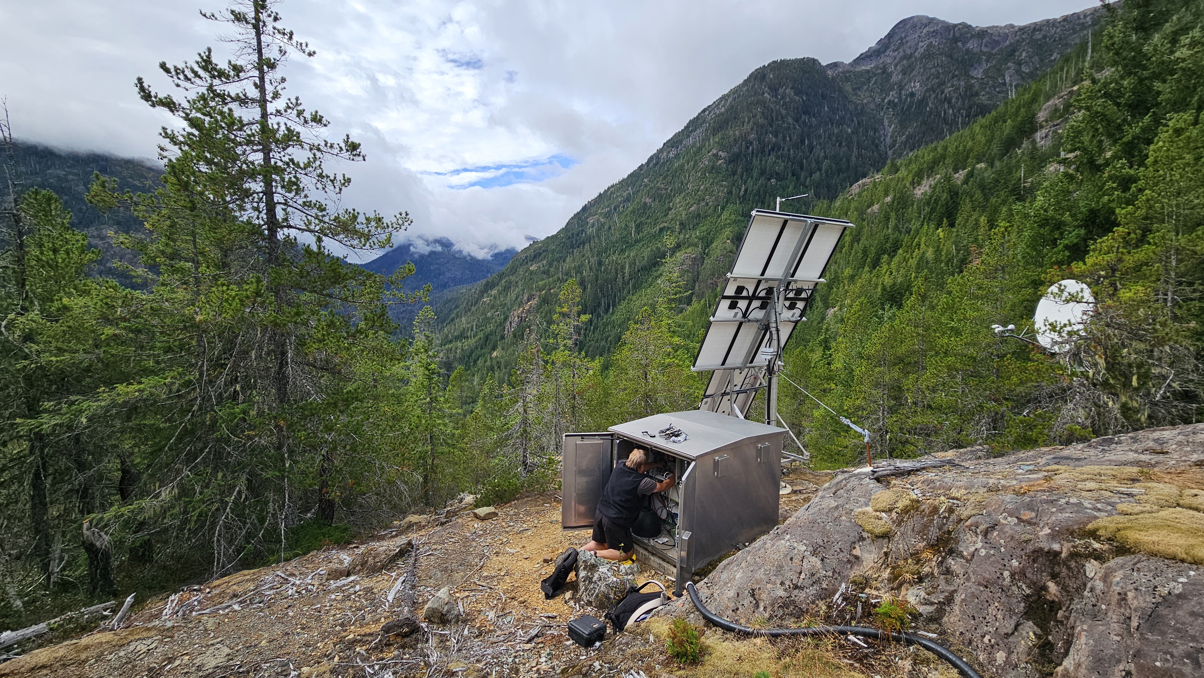 photo of seismic station at hilltop site