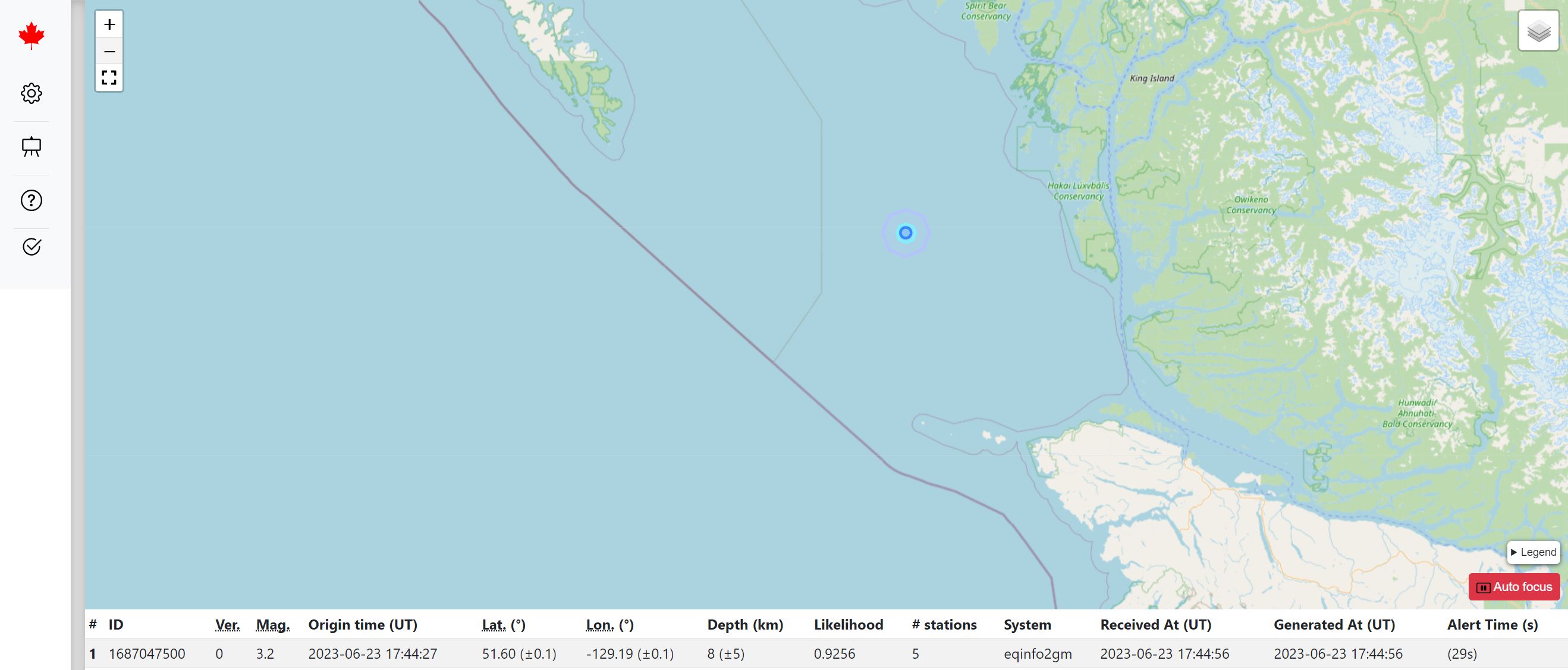 EEW display map 