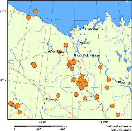 Map of historical earthquakes magnitude 5.0 and larger.  Details in the data table below