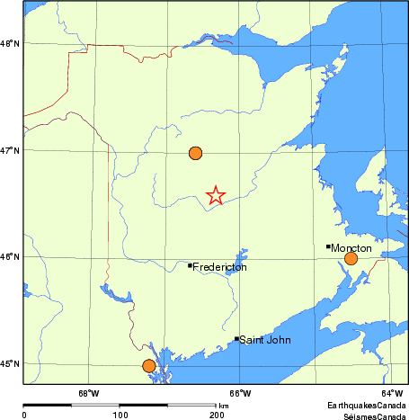 Map of historical earthquakes magnitude 5.0 and larger.  Details in the data table below