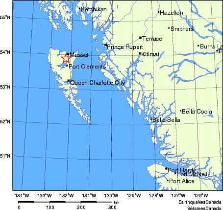 carte des endroits près de l'épicentre