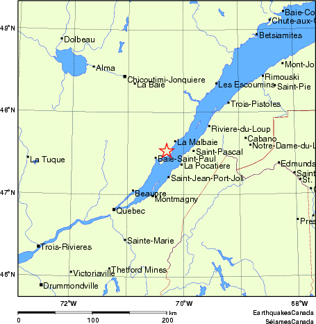 carte des endroits près de l'épicentre