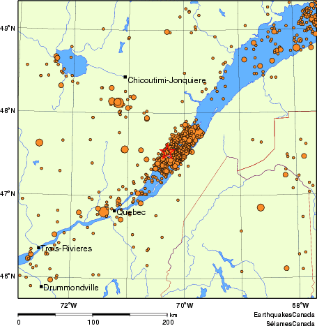 Map of earthquakes magnitude 2.0 and larger, 2000 - present