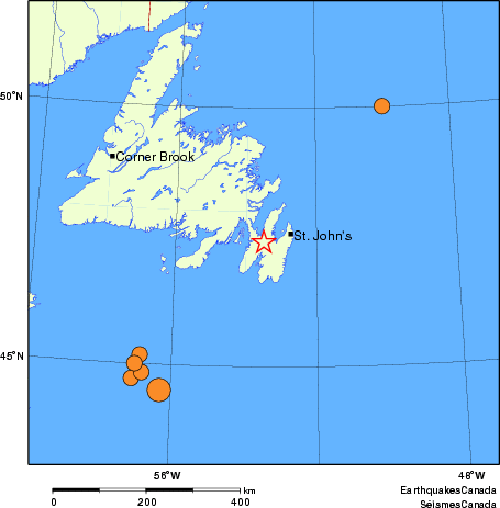 carte des séismes historiques de magnitude 5,0 et plus.  Détails dans le tableau de données ci-dessous