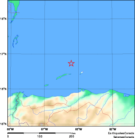 carte des environs du séisme