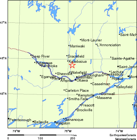 carte des endroits près de l'épicentre