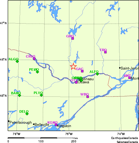 carte des localisations des stations sismologiques locales