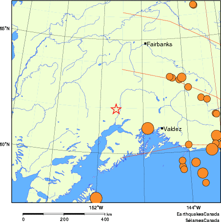 carte des séismes historiques de magnitude 5,0 et plus.  Détails dans le tableau de données ci-dessous