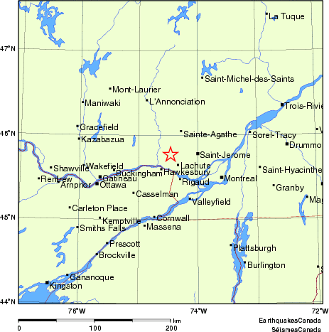 carte des endroits près de l'épicentre