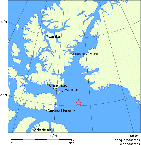 carte des endroits près de l'épicentre