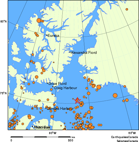 carte des des séismes de magnitude 2,0 et plus depuis 2000