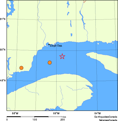 Map of historical earthquakes magnitude 5.0 and larger.  Details in the data table below