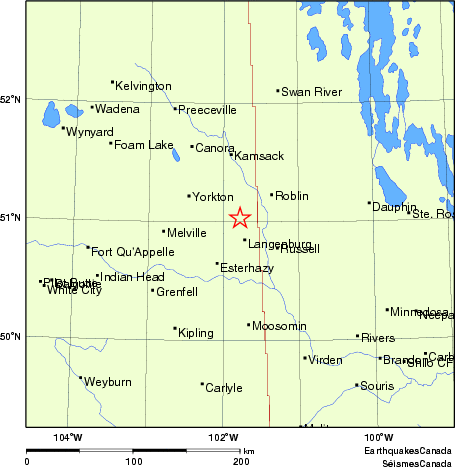 Map of historical earthquakes magnitude 5.0 and larger.  Details in the data table below