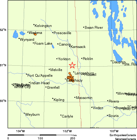 carte des des séismes de magnitude 2,0 et plus depuis 2000