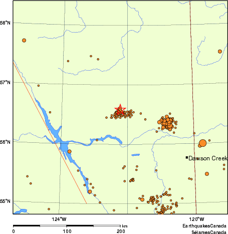 carte des des séismes de magnitude 2,0 et plus depuis 2000