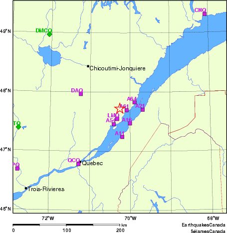 carte des localisations des stations sismologiques locales