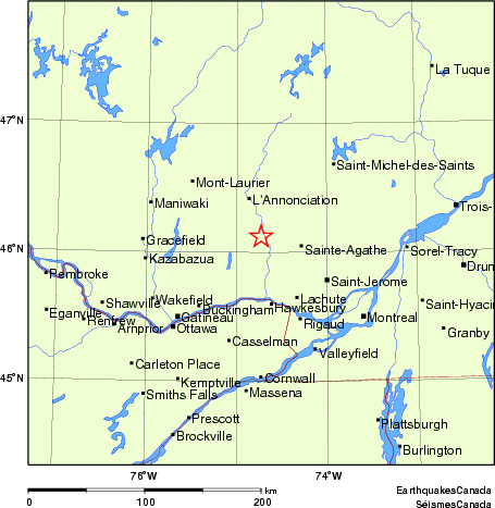 carte des endroits près de l'épicentre