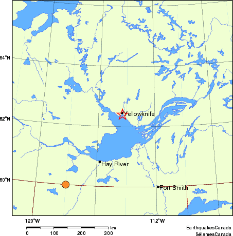 Map of historical earthquakes magnitude 5.0 and larger.  Details in the data table below