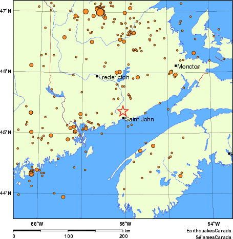 carte des des séismes de magnitude 2,0 et plus depuis 2000