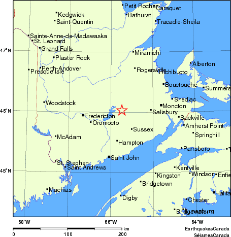 carte des endroits près de l'épicentre