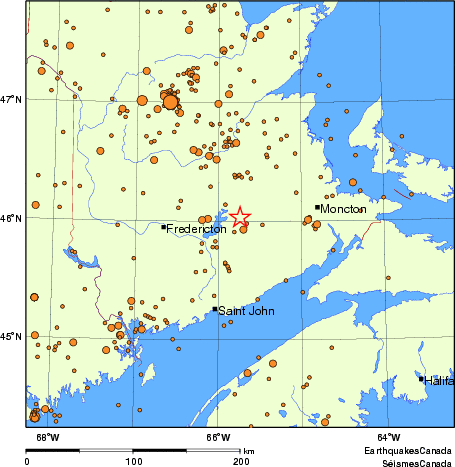 carte des des séismes de magnitude 2,0 et plus depuis 2000