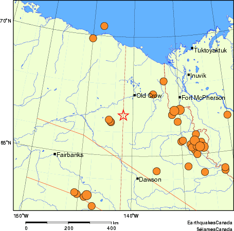 Map of historical earthquakes magnitude 5.0 and larger.  Details in the data table below