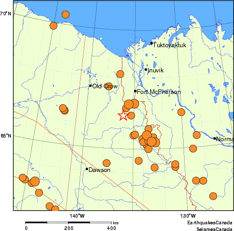 Map of historical earthquakes magnitude 5.0 and larger.  Details in the data table below