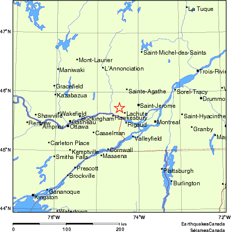 carte des endroits près de l'épicentre