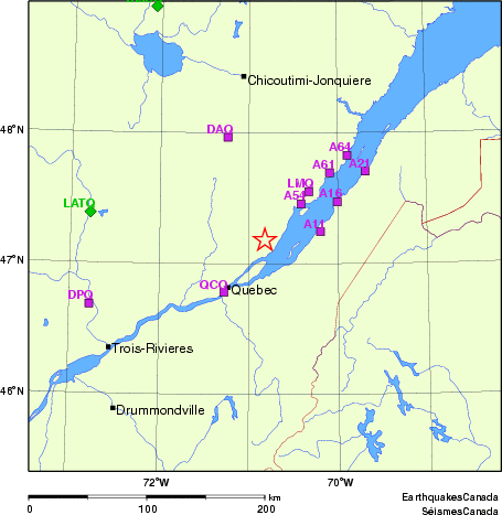 carte des localisations des stations sismologiques locales