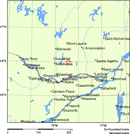 carte des endroits près de l'épicentre