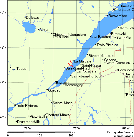 carte des endroits près de l'épicentre