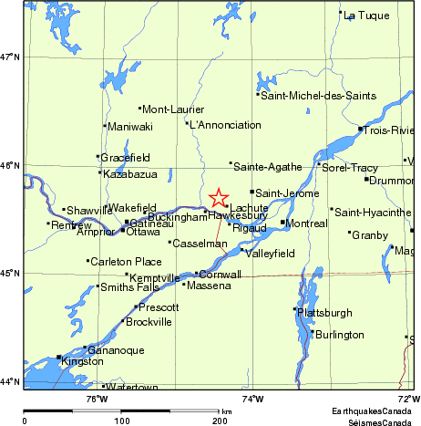 carte des endroits près de l'épicentre