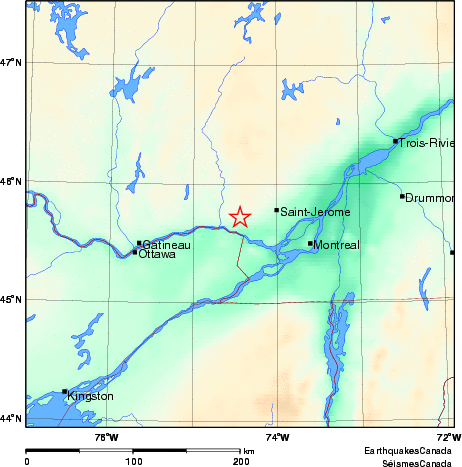 carte des environs du séisme