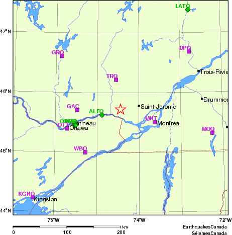 carte des localisations des stations sismologiques locales