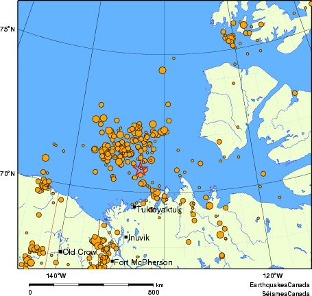 carte des des séismes de magnitude 2,0 et plus depuis 2000