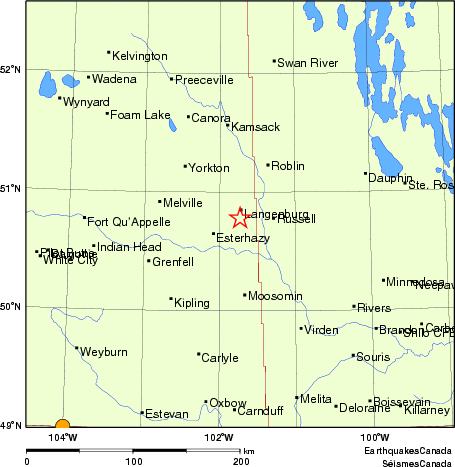 Map of historical earthquakes magnitude 5.0 and larger.  Details in the data table below