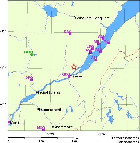 carte des localisations des stations sismologiques locales