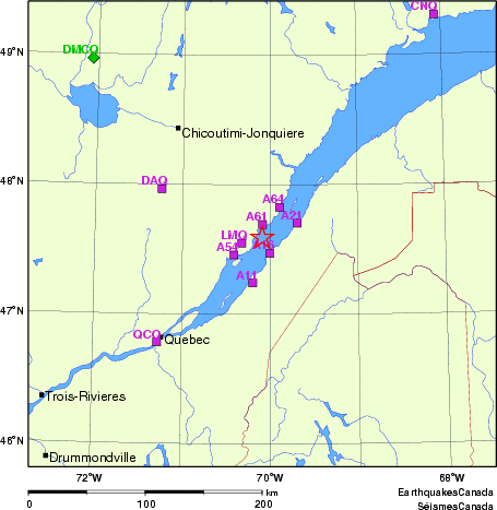 carte des localisations des stations sismologiques locales