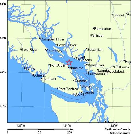 carte des endroits près de l'épicentre