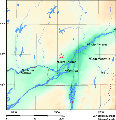 carte des environs du séisme