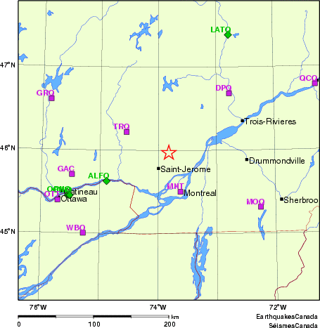 carte des localisations des stations sismologiques locales