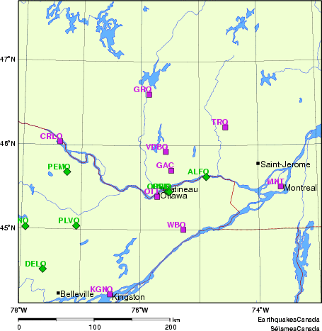 Map of Regional Seismographs