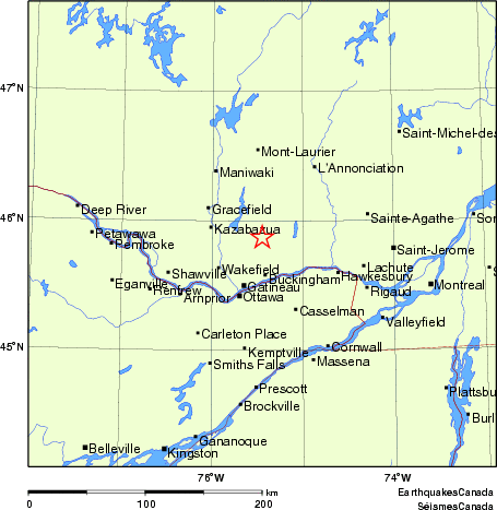 carte des endroits près de l'épicentre