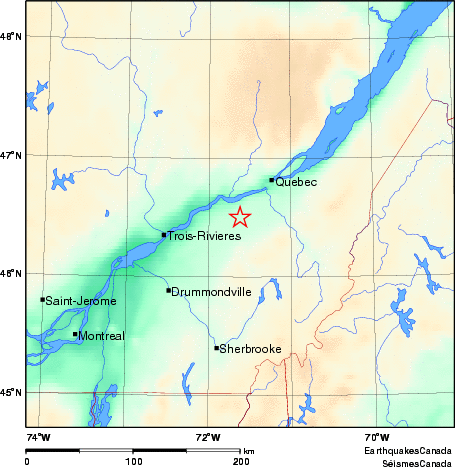 carte des environs du séisme