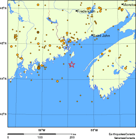 carte des des séismes de magnitude 2,0 et plus depuis 2000