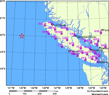 carte des localisations des stations sismologiques locales