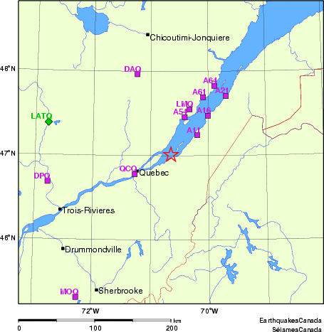 carte des localisations des stations sismologiques locales